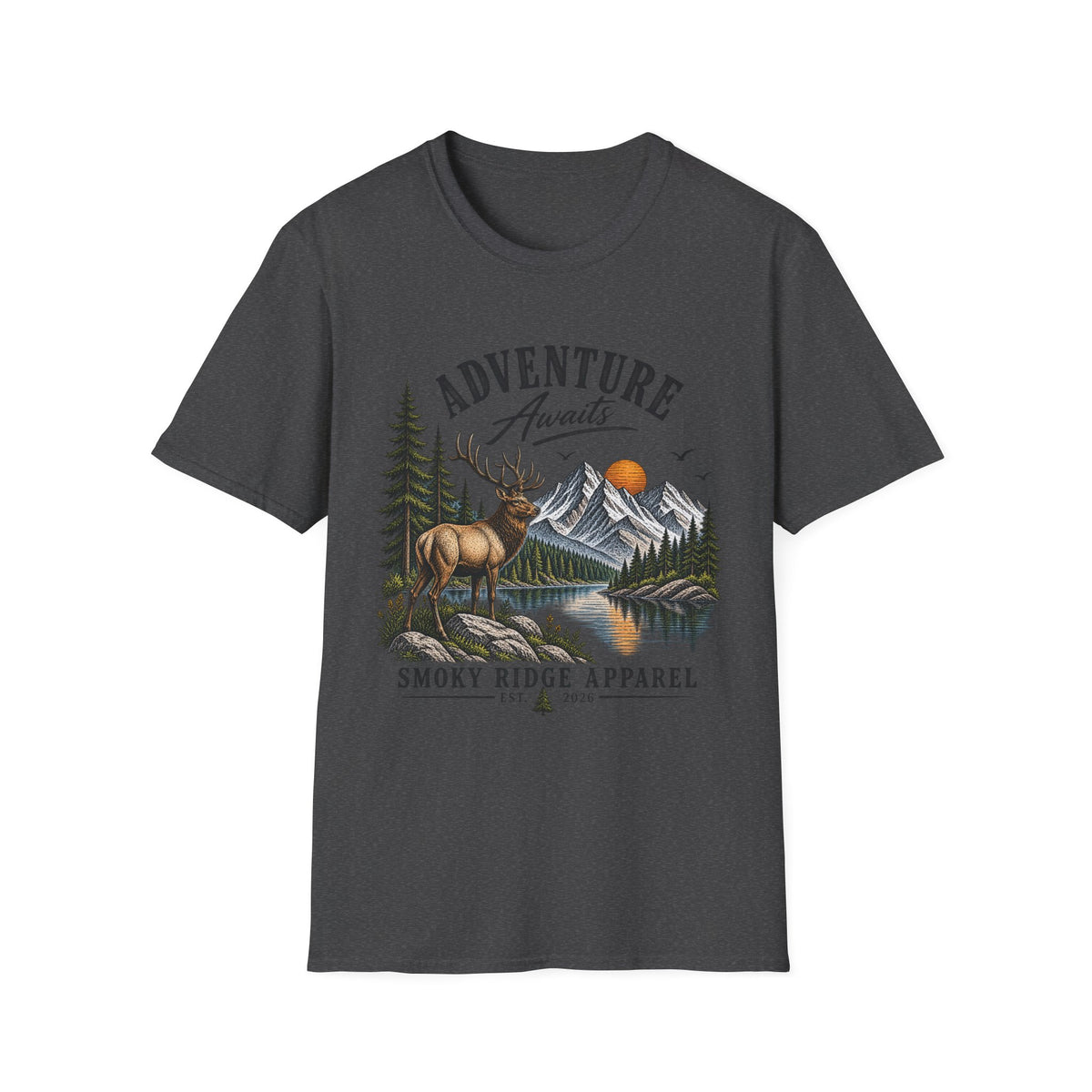 Adventure Awaits Deer Mountain T-Shirt | Outdoor Nature Graphic