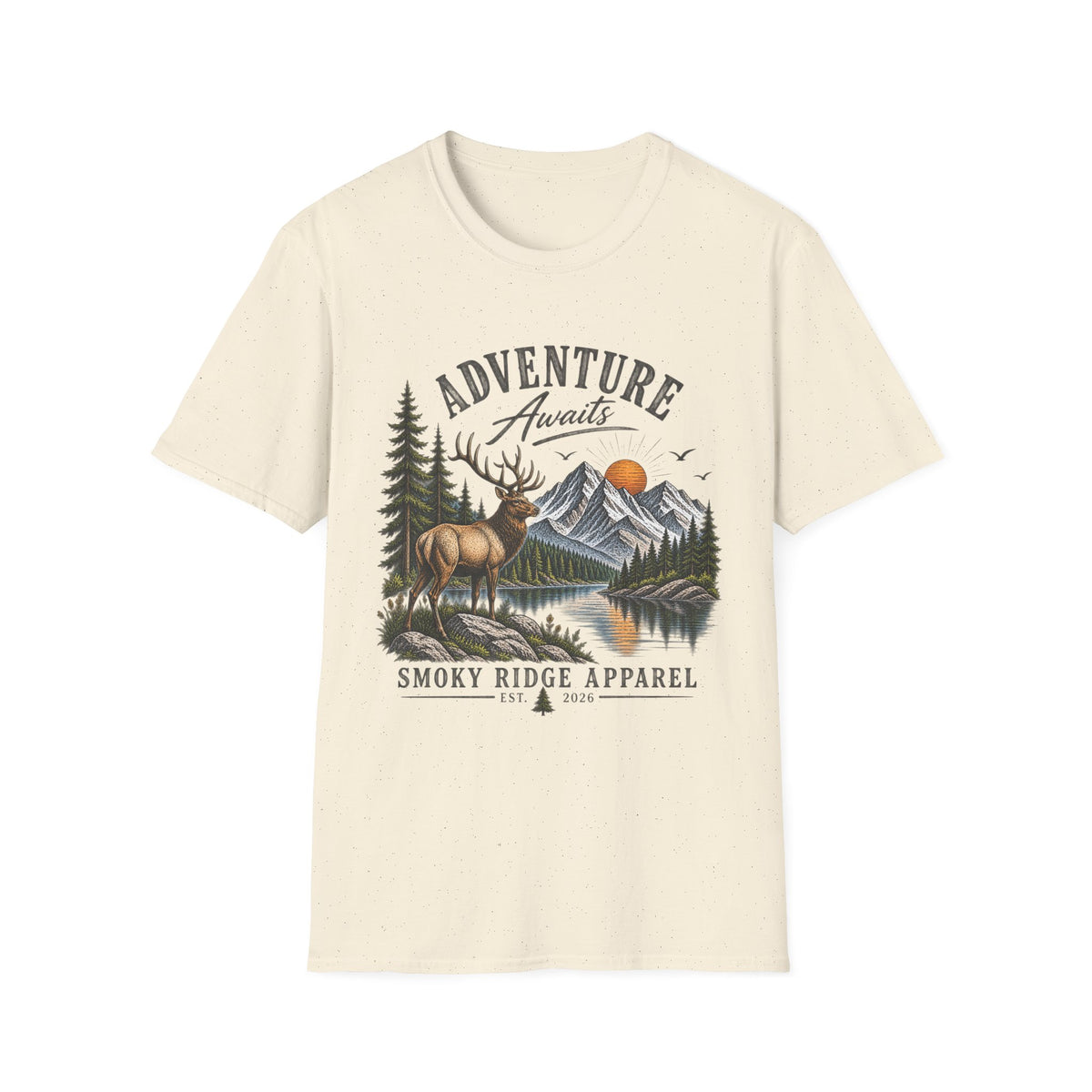 Adventure Awaits Deer Mountain T-Shirt | Outdoor Nature Graphic