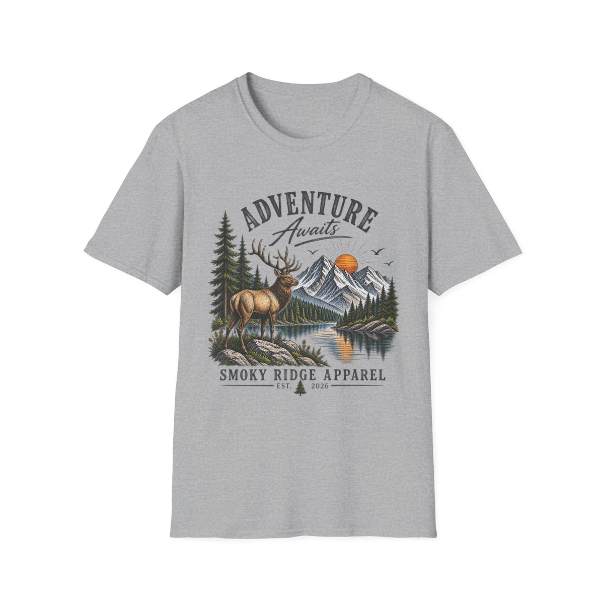 Adventure Awaits Deer Mountain T-Shirt | Outdoor Nature Graphic