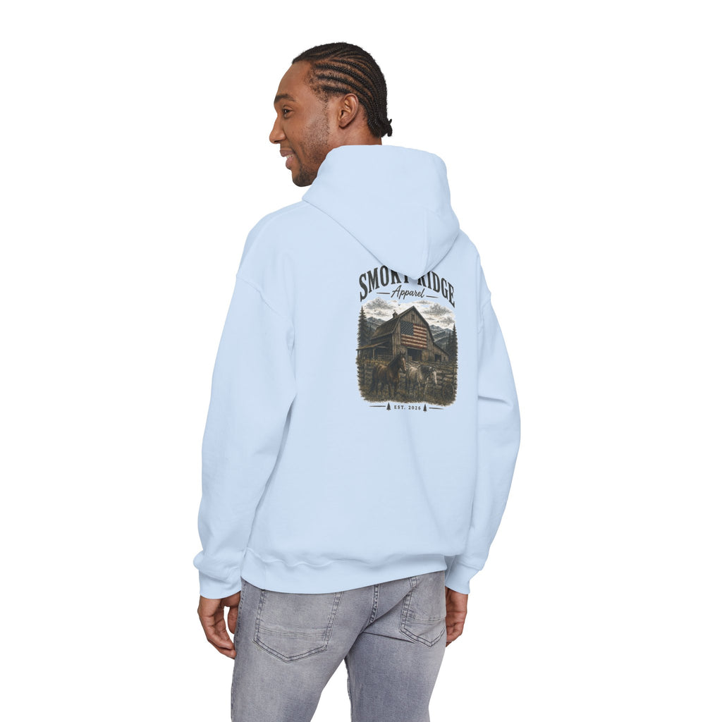 Smoky Ridge Cabin Graphic Hoodie | Mountain Cabin Pullover
