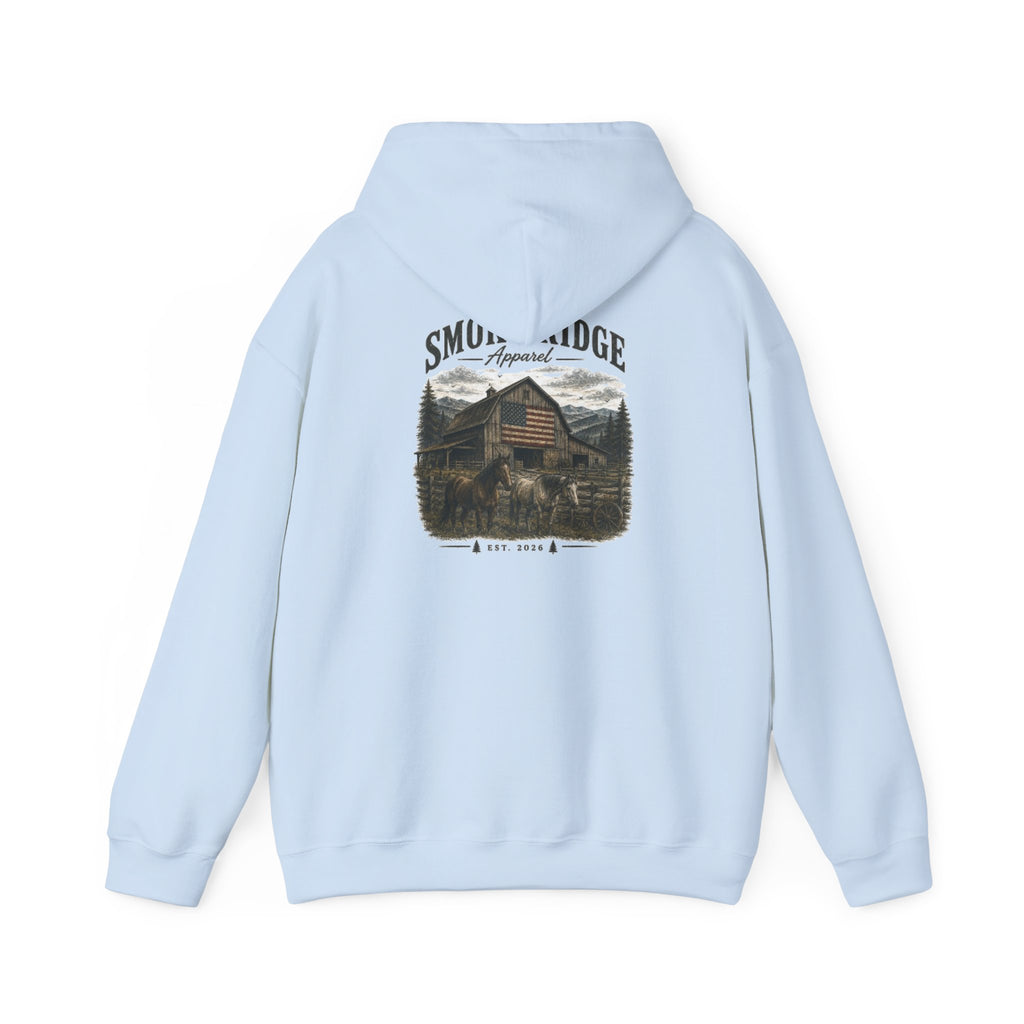 Smoky Ridge Cabin Graphic Hoodie | Mountain Cabin Pullover