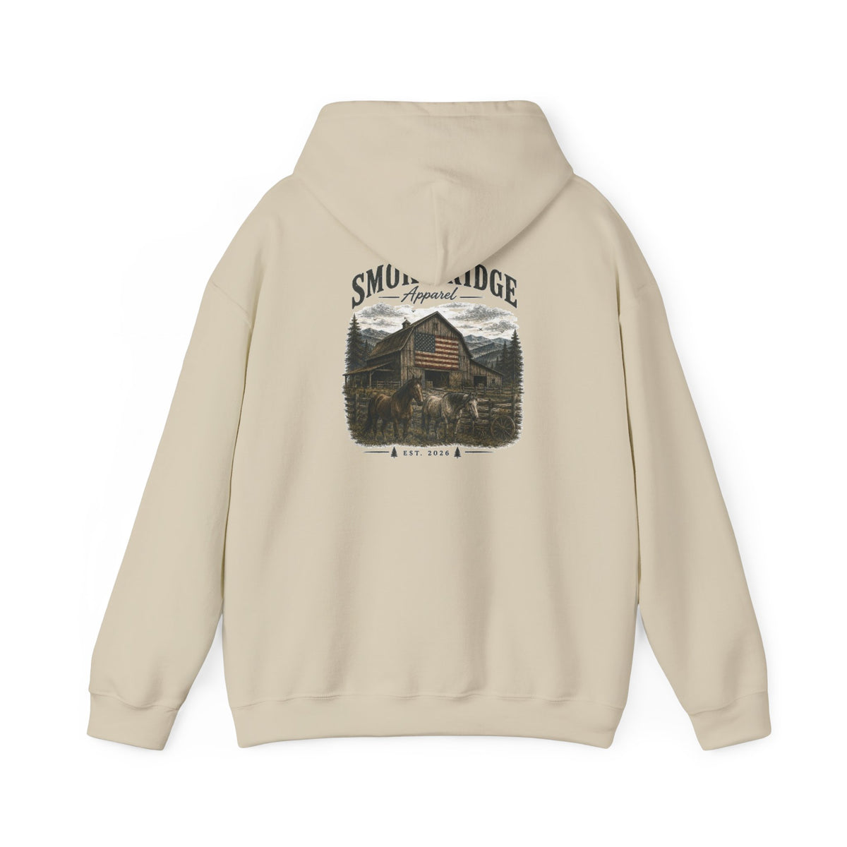 Smoky Ridge Cabin Graphic Hoodie | Mountain Cabin Pullover