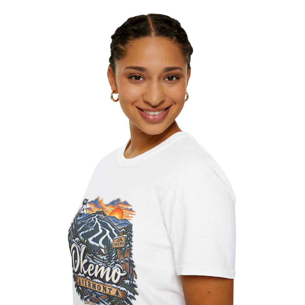 Okemo Vermont Ski Resort T-Shirt | Mountain Sunset Skiing Graphic