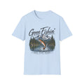 Gone Fishin' mountain trout T-Shirt | Fishing cabin outdoors design