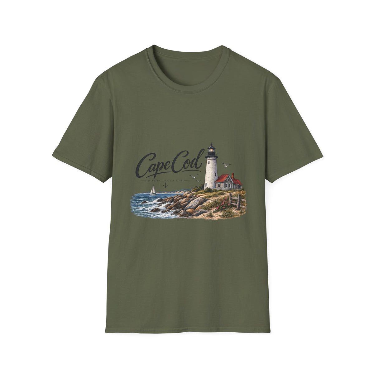 Cape Cod Lighthouse T-Shirt | Coastal Beach Ocean Seaside Design